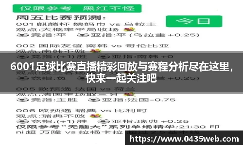 6001足球比赛直播精彩回放与赛程分析尽在这里，快来一起关注吧